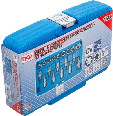 BGS 5100, Sada nástrčných hlavic / nástrčných klíčů | 12,5 mm (1/2") | E-profil / T-profil (pro Torx) | 19dílná