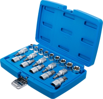 BGS 5100, Sada nástrčných hlavic / nástrčných klíčů | 12,5 mm (1/2") | E-profil / T-profil (pro Torx) | 19dílná