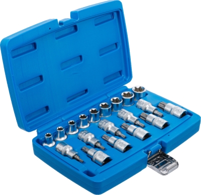 BGS 5100, Sada nástrčných hlavic / nástrčných klíčů | 12,5 mm (1/2") | E-profil / T-profil (pro Torx) | 19dílná