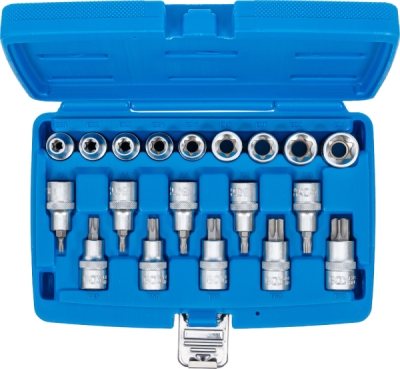BGS 5100, Sada nástrčných hlavic / nástrčných klíčů | 12,5 mm (1/2") | E-profil / T-profil (pro Torx) | 19dílná