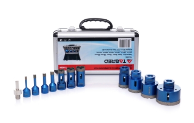 Korunkové diamantové vrtáky do keramiky či kamene, 6 - 68 mm, M14, sada 12 ks, Tagred TA4086