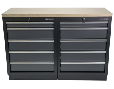 AKČNÍ SET Dílenské skříňky MB-TGC1305 s dřevěnou pracovní deskou MB-TGW53