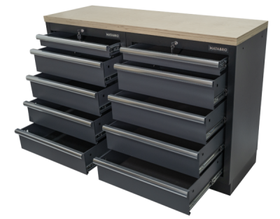 AKČNÍ SET Dílenské skříňky MB-TGC1305 s dřevěnou pracovní deskou MB-TGW53