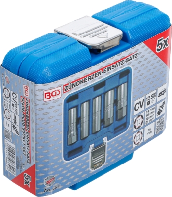 BGS 6641, Sada nástrčných hlavic na zapalovací svíčky, šestihranných | 12,5 mm (1/2") | 14 - 21 mm | 5dílná