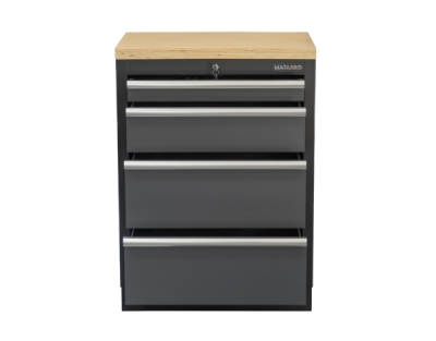 Matabro SET-CA01058, Dílenská skříňka s dřevěnou pracovní deskou | 4 šuplíky | 680x465x950 mm