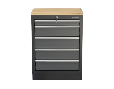 Matabro SET-CA01060, Dílenská skříňka s dřevěnou pracovní deskou | 5 šuplíků | 680x465x950 mm