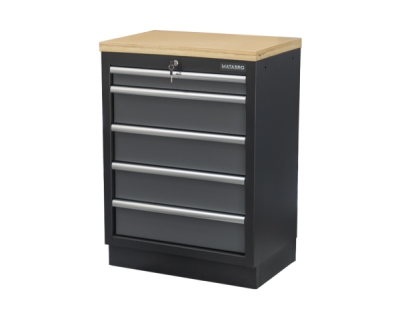 Matabro SET-CA01060, Dílenská skříňka s dřevěnou pracovní deskou | 5 šuplíků | 680x465x950 mm