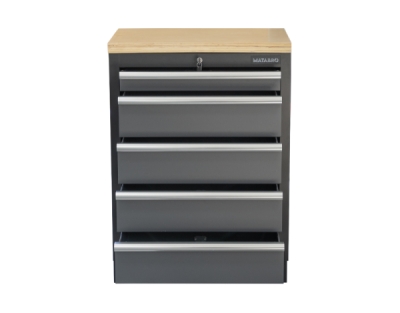 Matabro SET-CA01060, Dílenská skříňka s dřevěnou pracovní deskou | 5 šuplíků | 680x465x950 mm