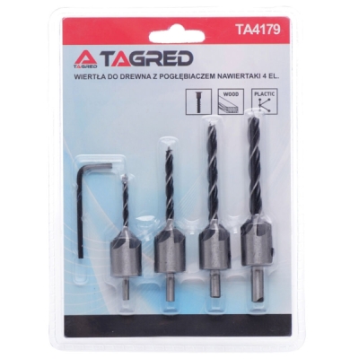 Tagred TA4179, Sada vrtáků do dřeva se zahloubením | 3-6mm | 4ks