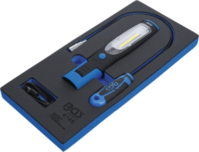BGS 4146, Vložka do dílenského vozíku 1/3: sada ruční lampy a lampy s magnetem | 3dílná