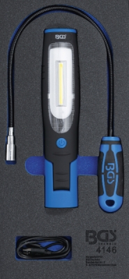 BGS 4146, Vložka do dílenského vozíku 1/3: sada ruční lampy a lampy s magnetem | 3dílná