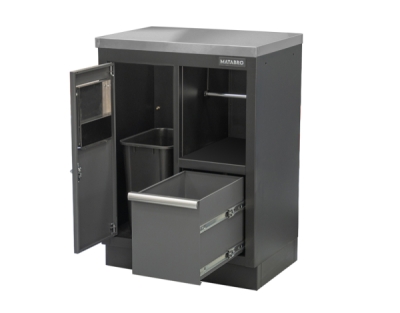 Matabro SET-CA01067, Dílenská skříňka s nerezovou pracovní deskou | na odpadky | 680x465x950 mm