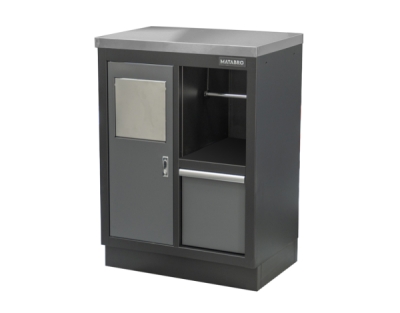 Matabro SET-CA01067, Dílenská skříňka s nerezovou pracovní deskou | na odpadky | 680x465x950 mm