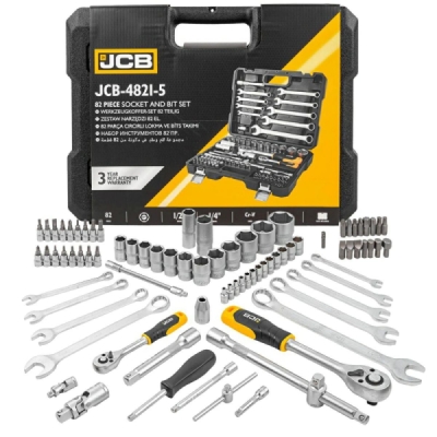 JCB-4821-5, Sada klíčů, hlavic a bitů | 1/2" a 1/4" | 82 ks