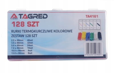 Tagred TA4161, Smršťovací hadičky barevné | 2,5-13mm | 128 ks | 6 barev