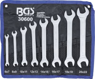BGS 30600, Sada oboustranných plochých klíčů | 6 - 22 mm | 8dílná