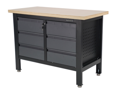 Matabro MB-TSK5406-L, Pracovní dílenský stůl | 6 zásuvek | 1200 x 600 x 860 - 900 mm