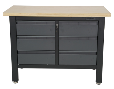 Matabro MB-TSK5406-L, Pracovní dílenský stůl | 6 zásuvek | 1200 x 600 x 860 - 900 mm