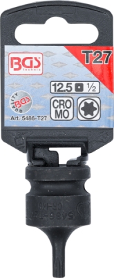 BGS 5486-T27, Silová nástrčná hlavice | délka 42 mm | 12,5 mm (1/2") | T-profil (pro Torx) T27