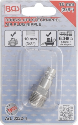 BGS 3222-4, Adaptér pro pneumatické nářadí | 10 mm (3/8") vnější závit