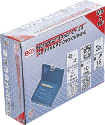 BGS 8648, Sada pro opravu závitů žhavicích svíček | M9 x 1,0