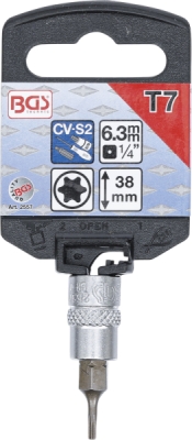 BGS 2557, Nástrčná hlavice | 6,3 mm (1/4") | T-profil (pro Torx) T7