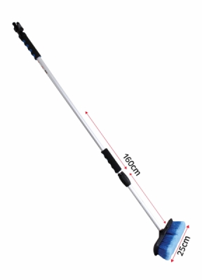 SATRA S-CL2WB, Teleskopický průtokový mycí kartáč | hliníková rukojeť, nastavitelná délka 1020–1725 mm, jemné štětiny