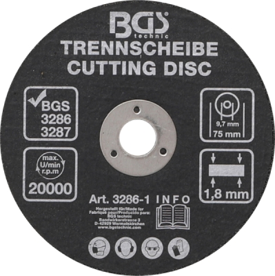 BGS 3286-1, Řezný kotouč | O 75 x 1,8 x 9,7 mm