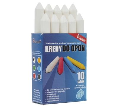 Redats 04-03-12, Voděodolné křídy na pneumatiky bílé, sada 10 ks REDATS PREMIUM