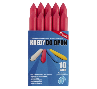 Redats 04-03-13, Voděodolné křídy na pneumatiky červené, sada 10 ks REDATS PREMIUM