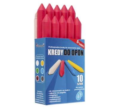 Redats 04-03-13, Voděodolné křídy na pneumatiky červené, sada 10 ks REDATS PREMIUM