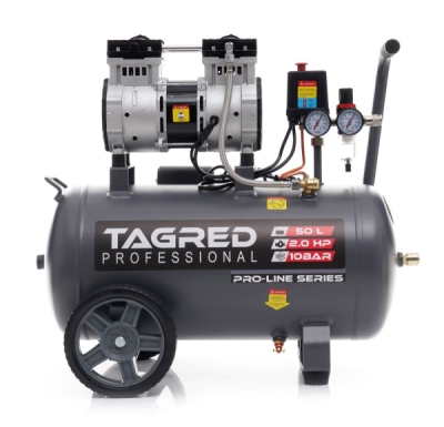 Tagred TA3384, Bezolejový kompresor s odlučovačem 50l, 230V, 2 písty, 2000W | 10 BAR