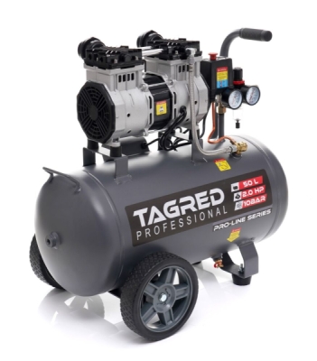 Tagred TA3384, Bezolejový kompresor s odlučovačem 50l, 230V, 2 písty, 2000W | 10 BAR