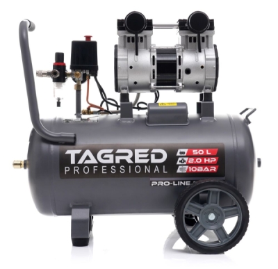 Tagred TA3384, Bezolejový kompresor s odlučovačem 50l, 230V, 2 písty, 2000W | 10 BAR