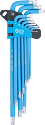 BGS 35105, Sada zahnutých klíčů | T-profil (pro Torx) / T-profil (pro Torx) s otvorem T10 - T50 | 9dílná