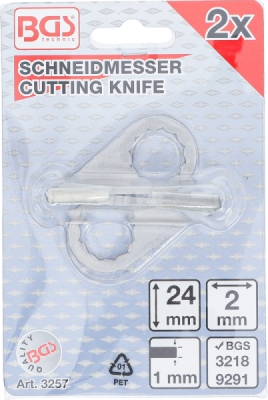 BGS 3257, Sada půlkulatých nožů | pro BGS 3218, 9291 | 2 x 24 mm | 2dílná