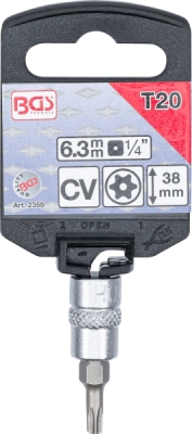 BGS 2359, Nástrčná hlavice | 6,3 mm (1/4") | T-profil (pro Torx) s otvorem T20