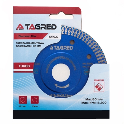 Tagred TA1022, Diamantový kotouč na řezání kamene, kameniny, dlaždic a keramiky | 115x22,23mm