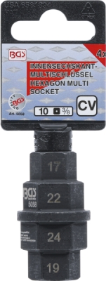 BGS 5058, Speciální hlavice pro motocykly | 10 mm (3/8") | 17 - 19 - 22 - 24 mm