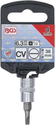 BGS 2493, Nástrčná hlavice | 6,3 mm (1/4") | plochá 4 mm