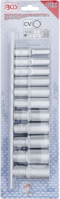 BGS 5252, Sada nástrčných dvanáctihranných hlavic, prodloužené | 10 mm (3/8") | 8 - 19 mm | 11dílná