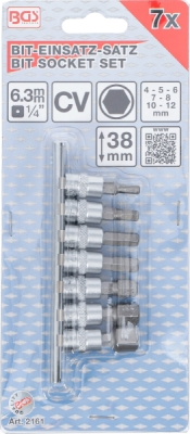 BGS 2161, Sada nástrčných hlavic | 6,3 mm (1/4") | vnitřní šestihran 4 - 12 mm | 7dílná