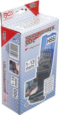 BGS 2021, Sada spirálových vrtáků | HSS | 1 - 13 mm | 25dílná