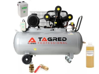 AKČNÍ SET SETTA311BM, Olejový kompresor 300l, 3 písty, 400V, 9,5 KW, s příslušenstvím
