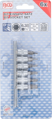 BGS 5151, Sada nástrčných hlavic | 6,3 mm (1/4") | vnitřní šestihran 1,5 - 6 mm | 6dílná