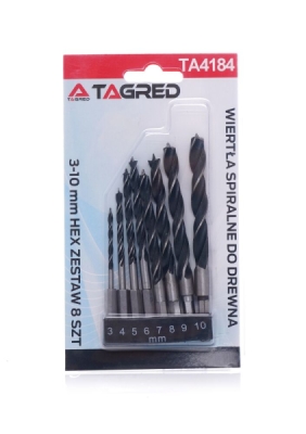 Tagred TA4184, Sada vrtáků do dřeva HEX 1/4" | 3-10mm | 8ks