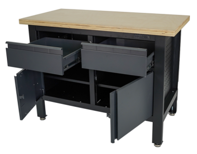 Matabro MB-TSK5422-L, Pracovní dílenský stůl | 2 zásuvky | 2 skříňky | 1200 x 600 x 860 - 900 mm