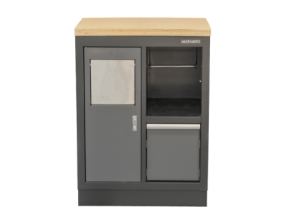 Matabro SET-CA01066, Dílenská skříňka s dřevěnou pracovní deskou | na odpadky | 680x465x950 mm