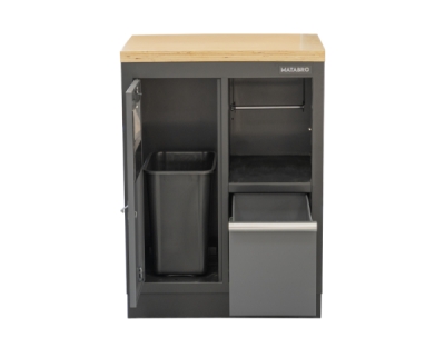 Matabro SET-CA01066, Dílenská skříňka s dřevěnou pracovní deskou | na odpadky | 680x465x950 mm