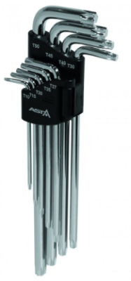 ASTA A-710TX3, Sada dlouhých TORX klíčů T10–T50 | ocel CrV, plastový nosič